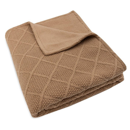 Jollein Ledikantdeken Check Knit Biscuit/Teddy Fleece 100 X 150 Cm koop je bij Babywinkel