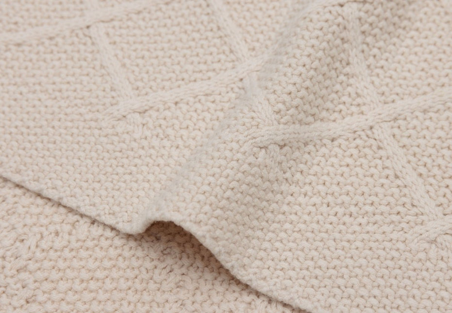 Jollein Ledikantdeken Check Knit Oatmeal 100 X 150 Cm koop je bij Babywinkel