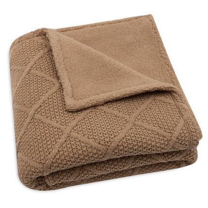 Jollein Wiegdeken Check Knit Biscuit/Teddy Fleece 75 X 100 Cm koop je bij Babywinkel