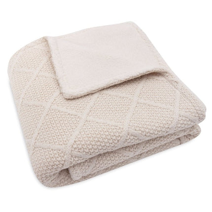 Jollein Wiegdeken Check Knit Oatmeal/Teddy Fleece 75 X 100 Cm koop je bij Babywinkel