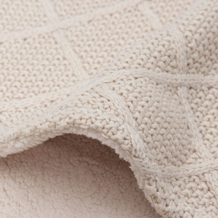 Jollein Wiegdeken Check Knit Oatmeal/Teddy Fleece 75 X 100 Cm koop je bij Babywinkel