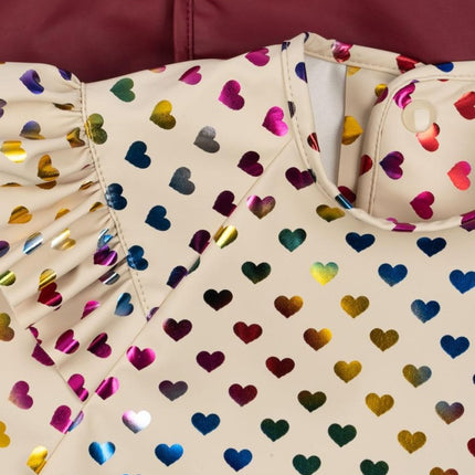 Konges Slojd Slabbetje Met Mouwen Coeur Glitter/ Sangria 2St koop je bij Babywinkel
