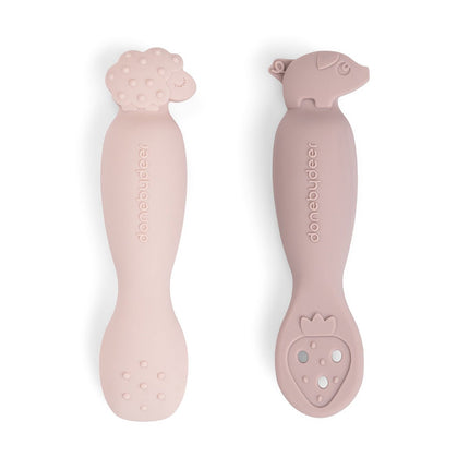 Done by Deer Baby Bestekset Tiny Farm 2St Roze koop je bij Babywinkel