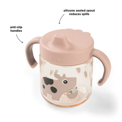 Leerbeker met tuit en handvatten Tiny farm Powder koop je bij Babywinkel