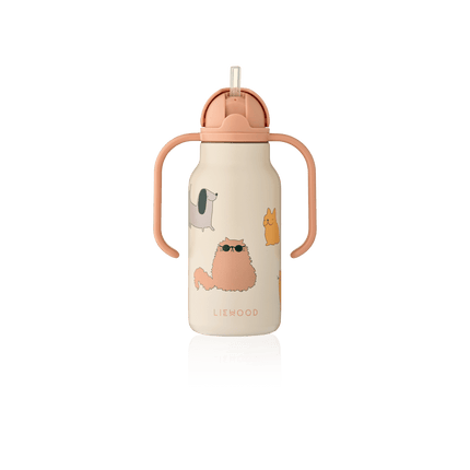 Liewood Kimmie Waterfles Cats and Dogs / Sandy 250ml koop je bij Babywinkel