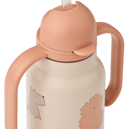 Liewood Kimmie Waterfles Cats and Dogs / Sandy 250ml koop je bij Babywinkel