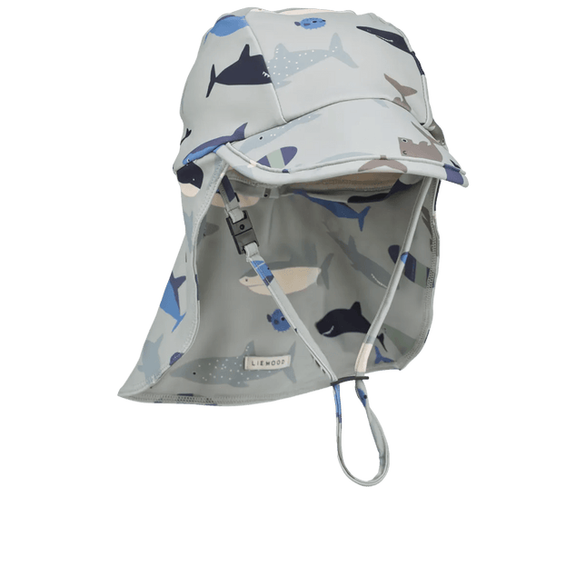 Liewood Zonnehoedje Baby Shark / Dove Blue koop je bij Babywinkel