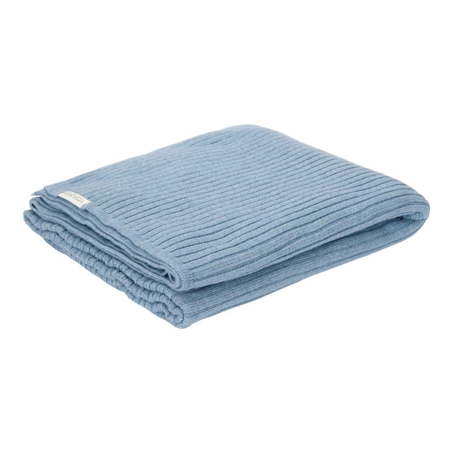Little Dutch Ledikantdeken Pure Denim Blue Gebreid koop je bij Babywinkel