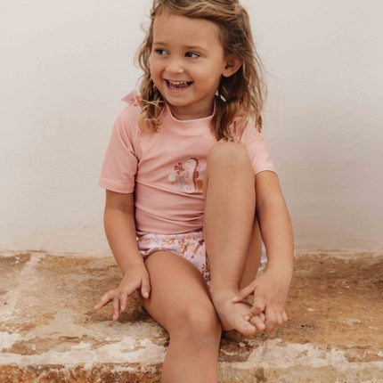 Little Dutch Zwemshirt Kind Korte Mouwen Ruches Seahorse Pink koop je bij Babywinkel