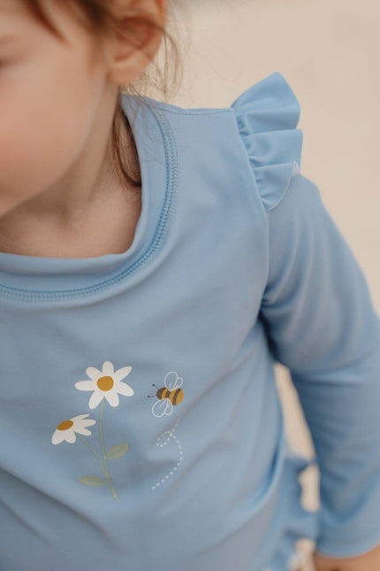 Little Dutch Zwemshirt Kind Lange Mouwen Ruches Blue Daisies koop je bij Babywinkel