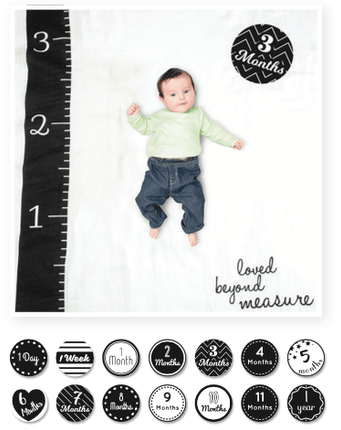 Lulujo Baby's First Year swaddle & cards set 100% katoen Loved beyond measure koop je bij Babywinkel
