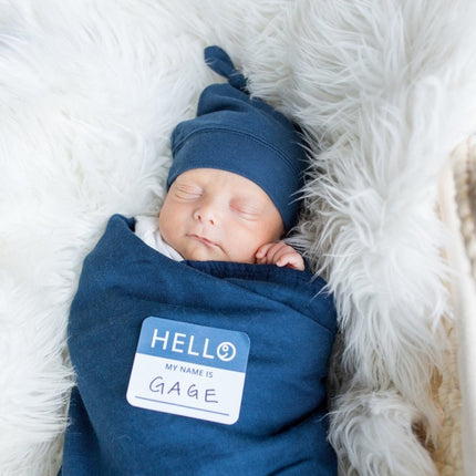 Lulujo Hydrofiele Doek Met Muts En Sticker Navy koop je bij Babywinkel