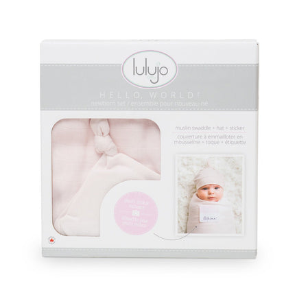 Lulujo Hydrofiele Doek Met Muts En Sticker Pink koop je bij Babywinkel