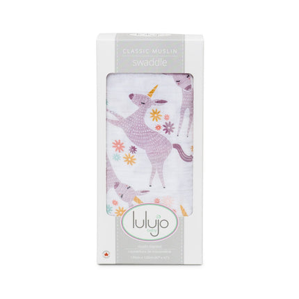 Lulujo Hydrofiele Doek Modern Unicorn Katoen 120x120cm koop je bij Babywinkel