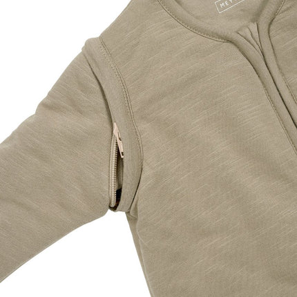 Meyco Baby Slub Met Smile Applicatie Baby Slaapzak Met Afritsbare Mouwen Taupe/Offwhite koop je bij Babywinkel