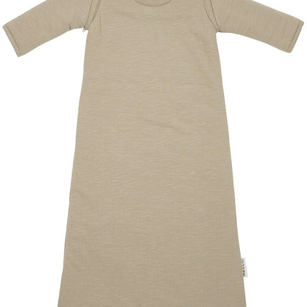 Meyco Baby Slub Met Smile Applicatie Baby Slaapzak Met Afritsbare Mouwen Taupe/Offwhite koop je bij Babywinkel