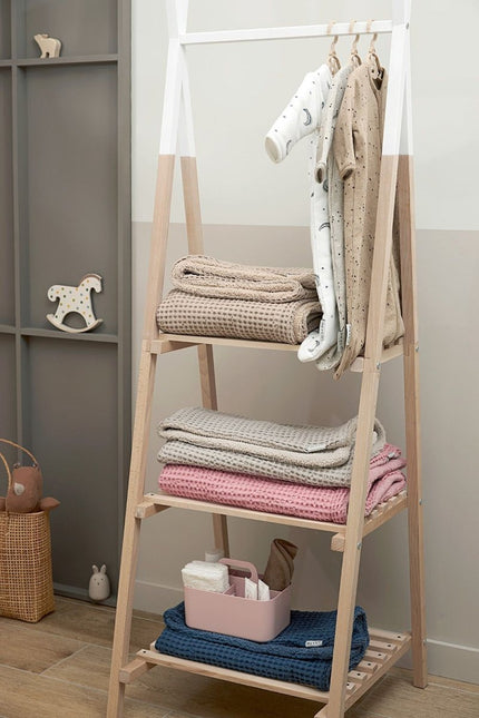 Meyco Baby Wafel Teddy Ledikant Deken Greige 100x150cm koop je bij Babywinkel