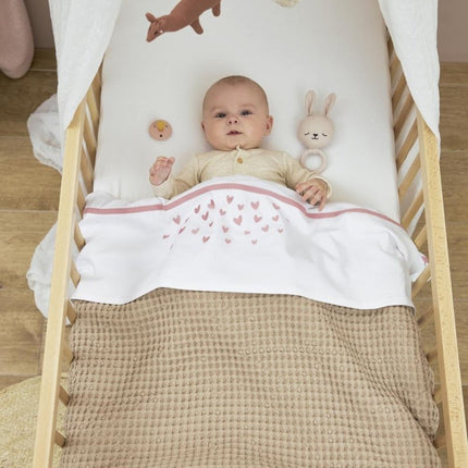 Meyco Baby Wafel Teddy Ledikant Deken Sand 100x150cm koop je bij Babywinkel