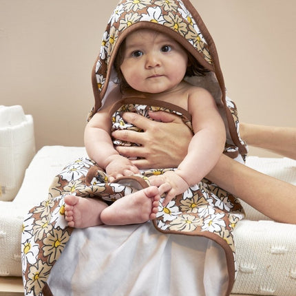 Meyco Badcape Baby 90X90cm Vintage Flower Taupe koop je bij Babywinkel