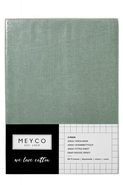 Meyco Hoeslaken Jersey Stone Green 60x120cm 2st koop je bij Babywinkel