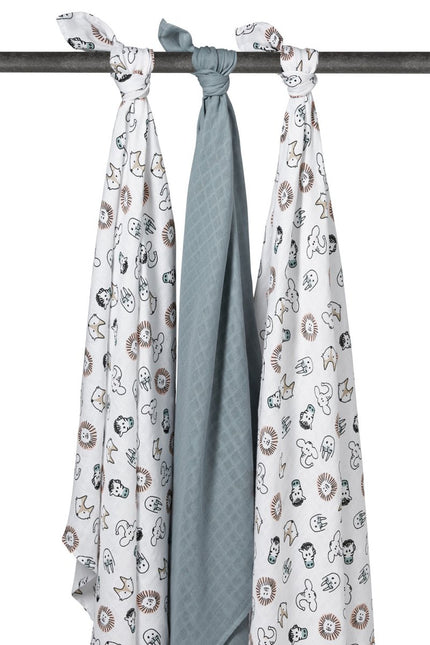 Meyco Hydrofiele Doek 3St Animal/ Stone Green/Animal koop je bij Babywinkel