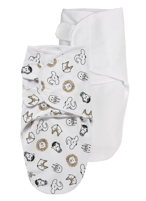 Meyco Inbakerdoek Animal/Uni Wit 0 - 3 mnd 2st koop je bij Babywinkel