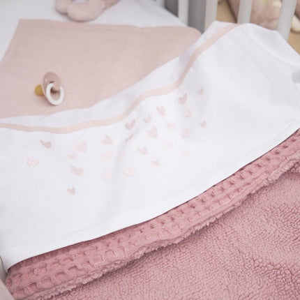 Meyco Ledikantlaken Hearts Soft Pink 100X150cm koop je bij Babywinkel