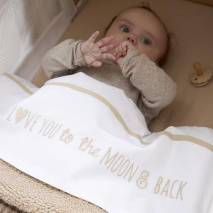 Meyco Ledikantlaken Love You To The Moon & Back Sand 100X150cm koop je bij Babywinkel