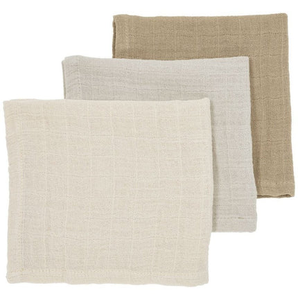 Meyco Monddoekje 3 - Pack Soft Sand/Greige/Taupe 30X30cm koop je bij Babywinkel