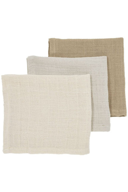 Meyco Monddoekje 3 - Pack Soft Sand/Greige/Taupe 30X30cm koop je bij Babywinkel