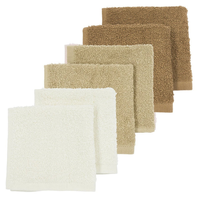 Meyco Monddoekje 6St Basic Badstof Offwhite/Sand/Toffee koop je bij Babywinkel