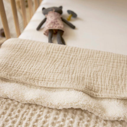 Meyco Wiegdeken Wafel Teddy Nature 75X100cm koop je bij Babywinkel