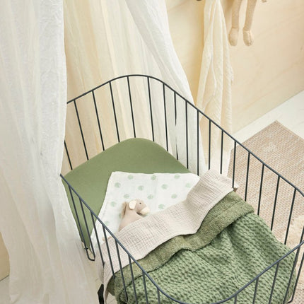 Meyco Wiegdeken Wafel Teddy Olive Green 75X100cm koop je bij Babywinkel