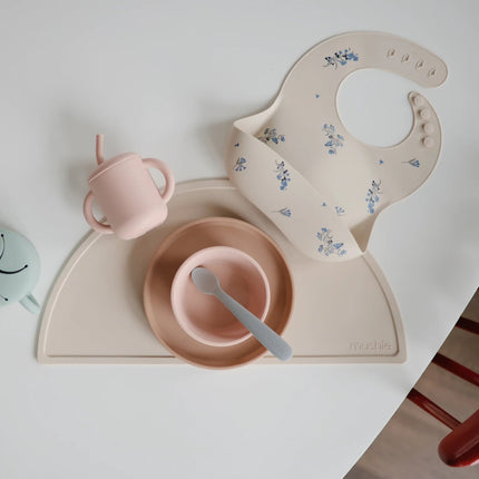 Mushie Baby Lepel Set Stone/Cloudy Mauve 2st koop je bij Babywinkel
