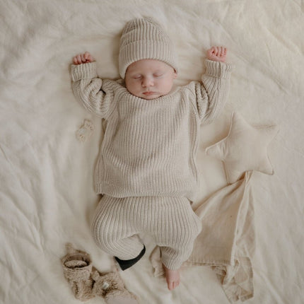 Mushie Baby Sweater Chunky Knit Beige koop je bij Babywinkel