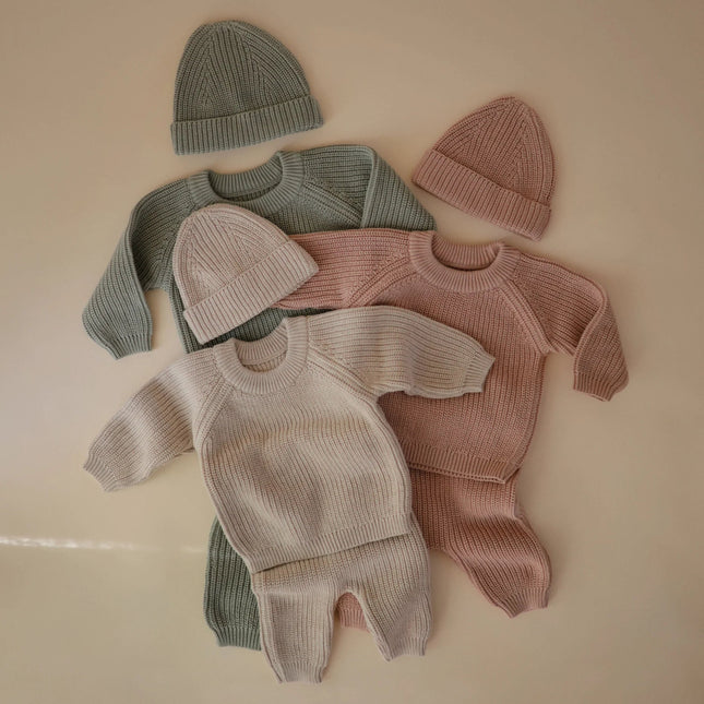 Mushie Baby Sweater Chunky Knit Blush koop je bij Babywinkel
