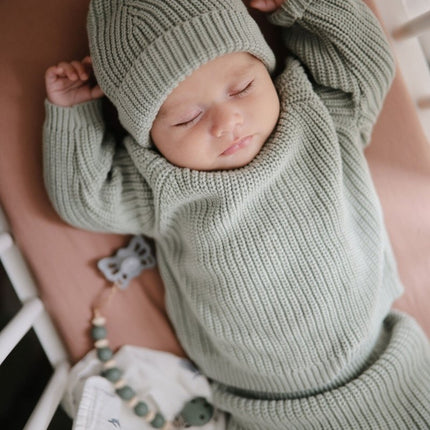 Mushie Baby Sweater Chunky Knit Light Mint koop je bij Babywinkel