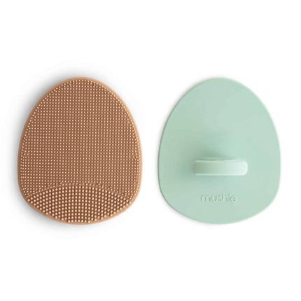 Mushie Babyborstel Anti - Berg Natural/Cambridge Blue 2St koop je bij Babywinkel