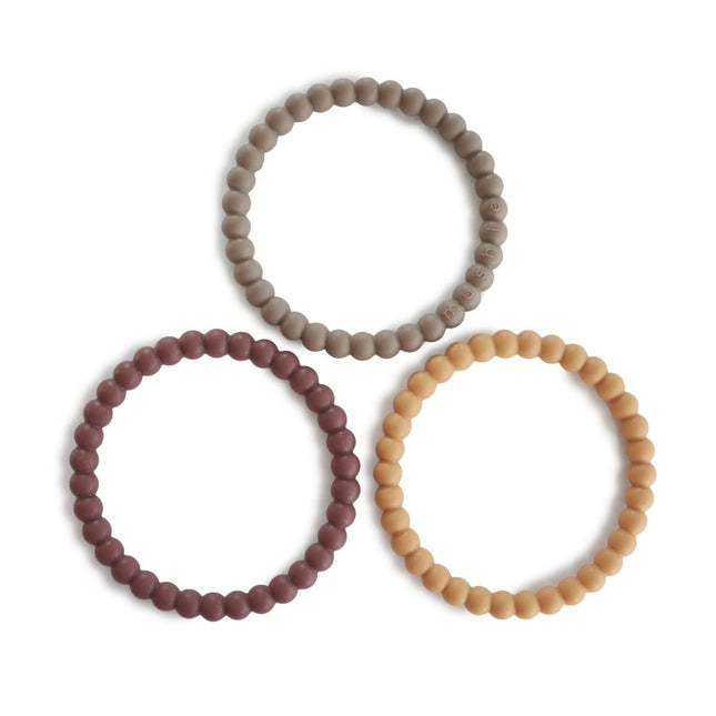 Mushie Bijtring Armband Siliconen Berry/Marigold/Khaki 3st koop je bij Babywinkel
