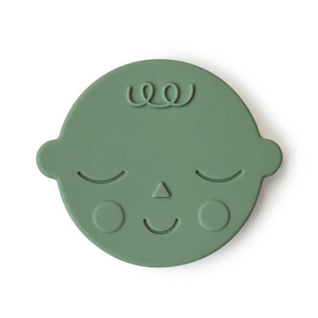 Mushie Bijtring Gezichtje Pistachio koop je bij Babywinkel