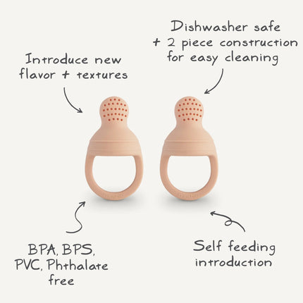 Mushie Fopspeen Fresh Food Feeder Blush Silicone 2St koop je bij Babywinkel