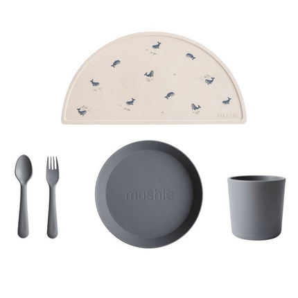 Mushie Giftbox Kinderservies Set Rond Smoke koop je bij Babywinkel