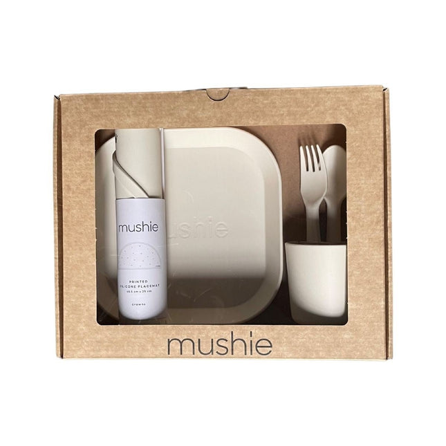 Mushie Giftbox Kinderservies Set Vierkant Ivory koop je bij Babywinkel