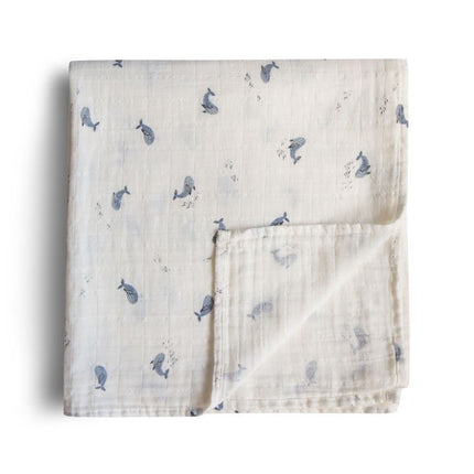 Mushie Hydrofiele Doek Whales 120cm koop je bij Babywinkel