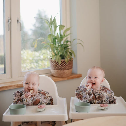 Mushie Slabbetje Long Sleeve Retro Flowers koop je bij Babywinkel