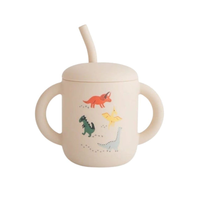 Mushie Silicone Training Cup met rietje Dino koop je bij Babywinkel