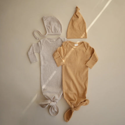 Mushie Slaapzak Baby Mustard Melange koop je bij Babywinkel