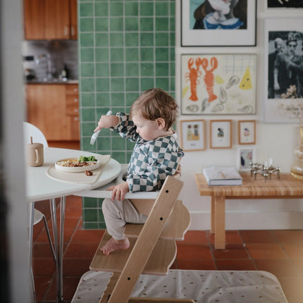 Mushie Slabbetje Lange Mouwen Olive Check koop je bij Babywinkel