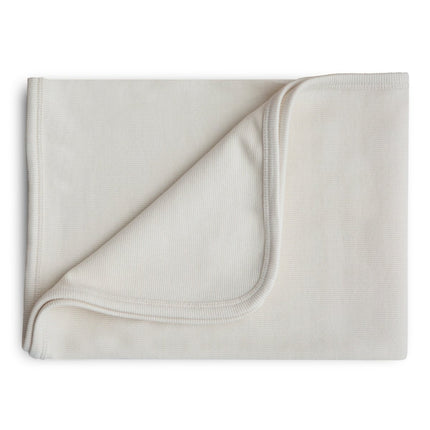 Mushie Wiegdeken Ribbed Ivory koop je bij Babywinkel