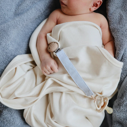 Mushie Wiegdeken Ribbed Ivory koop je bij Babywinkel